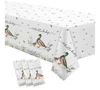 Srua Don 3Pack Mallard Duck Baby Shower Decorations Tablecloth, Duck Hunting Baby Shower Party Supplies Table Cover, Hello Baby Duck Baby Boy Table Cloth, 55in x 86in