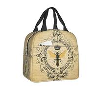 srufqsi Vintage Bee Lunch Bag Insulated Water-Resistant Tote Bag Reusable Lunch Box For Picnic Travel