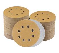 Sruhrak 100 Pcs 125mm Sanding Discs, 120 Grit Nylon Adhesive Sanding Pads 5 Inch 8 Hole Hook and Loop Sanding Disc for Orbital Sander