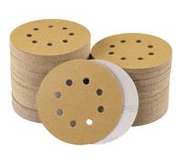 Sruhrak 100 Pcs 125mm Sanding Discs, 80 Grit Nylon Adhesive Sanding Pads 5 Inch 8 Hole Hook and Loop Sanding Disc for Orbital Sander