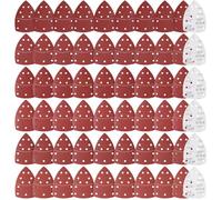 Sruhrak 60 Pieces Mouse Sander Pads 152x105mm Triangle Sanding Sheet, 11 holes Hook and Loop Sanding Discs Grits 40 80 120 180 220 400 Sandpaper for Electric Sander Wood Metal Plastic