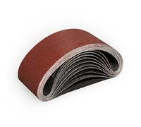 Sruhrak 75 x 533 mm sanding belt, pack of 10, belt sanders, sanding belts, 80 grits for grinding, filing, sharpening and rust removal