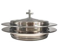 SruiSwei Polished Steel 2 PCS Communion Bread Plate with 1 Cover for Churches,Stackable Communion Bread Tray Plates with Lid for Communion, 2 Stacking Communion Plate & 1 Bread Plate Lid, Silver