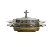 SruiSwei Polished Steel 2 PCS Communion Bread Plate with Cover for Churches,Stackable Communion Bread Tray Plates with Lid, 2 Stacking Communion Plate & 1 Bread Plate Lid