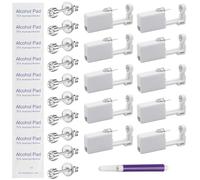 Srumvoat 10 Set Ear Piercing Gun Kit, Pain-less Ear Piercing Gun with 10 Medical Grade Earrings Studs & Wipes and Markers, DIY Disposable Piercings, Home Use for Teens Women Men