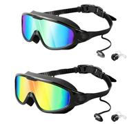 Srumvoat 2 Pack Wide Vision Swimming Goggles, Clear 180° Wide View, Enhanced Anti Fog Lens, Summer UV Protection Goggles, No Leaking Fit Swimming Goggles Adult Men/Women, with Nose Clips & Storage