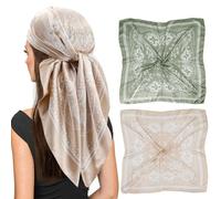 Srumvoat 2 PCS Silk Head Scarf, Large Stain Scarf for Women, Soft Smooth Material, Versatile as Head Scarfs & Bandanas for Women, Ideal for Scarfs, Shawl, Or Neckerchief