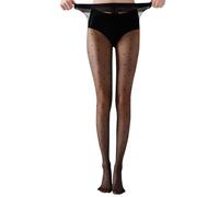Srumvoat 20 Denier Women's Tights, Polka Dot Patterned Black Stockings, Pantyhose with High Waist Control Top, Reinforced Toe and Comfortable Silk Feel, Suggest 155-165 cm, 115 lb-126lb