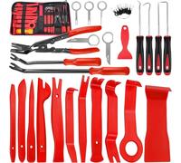 Srumvoat 38 Pcs Car Trim Removal Tool Kit, Includes Panel Removal Tool, Pry Tools, Hook Pick Set, Automotive Stereo Radio Removals Keys, Terminal Removals, Garage Mechanic Tools & Equipment (Red)