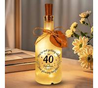 Srumvoat 40th Birthday Gifts for Women, LED Bottle Decorative Light with String Lights and Heart Tag, 40 Years Old Gift for Her for Mum Wife Daughter Sister Bestie Friends for Birthday Party Christma