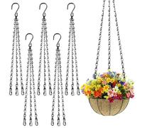 Srumvoat 5 Pack Hanging Basket Chains, 16" Heavy Duty Hanging Baskets Chain 3 Point, Metal Chains for Hanging Baskets, Flower Pots, Bird Feeders, Lanterns, Suggest 12kg