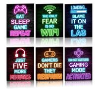 Srumvoat 6Pcs Gaming Wall Art, Neon Gaming Room Accessories, Gamer Bedroom Accessories, Boys Wallpaper & Game Room Decor, Unframed 8x10” Posters for Bedroom Boys, Great Birthday Gift for Kids