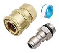 SRunDe 2Pcs 1/4 Male Quick Connector Pressure Washer Adapter Set Brass Quick Connect Fittings Washer Adapter Kit Pressure Washer Coupling Quick Disconnect Kit for Car Spray Gun Connector 5000 PSI