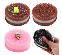 SRunDe 4 Pieces Biscuit Stress Relief Toys Fufu Squishy Taba Squishy toys for Anxiety Anti-Stress Relief Decompression Squeeze Food Shape Pinching Simulation for Kids Adults Teenager Birthday Gifts