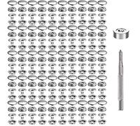 Srup 200pcs 15mm Snap Fastener Kit 15mm Stainless Steel Press Stud Fasteners 15mm Screw Button with 2 Piece Adjustment Tool for Clothes, Leather Crafts