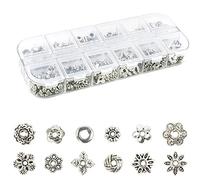 Srup 360 Pieces Metal Silver Spacer Beads, Tibetan Alloy Head Pins, Antique Silver Spacer Beads, for Jewellery Making Bracelet Necklace
