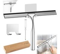 Srup Shower Squeegee, Non-Slip Shower Squeegee, Stainless Steel, Squeegee Shower with Holder, Window Squeegee Professional Required, Stainless Steel Window Squeegee, Suitable for Bathroom Windows, Car