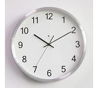 SRURLLUG Metal Luminous Wall Clock, with Voice Control Round Quartz Clock, Silence Battery Operated for Bedroom, for Home Kitchen Office Decoration,Silver