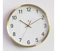 SRURLLUG Metal Luminous Wall Clock, with Voice Control Round Quartz Clock, Silence Battery Operated for Bedroom, for Home Kitchen Office Decoration,Gold