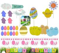 SRV Hub 104Pcs Easter Egg Hunt Game Set, Arrows and Easter Bunny Feet, Easter Bunny Trail Set for Indoor and Outdoor Easter Decoration and Celebrations