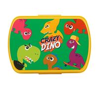 SRV Hub 18cm Crazy Dino Sandwich Box, Leak Proof Lunch Box for School, Plastic Snack Box for Traveling, Picnic, Sports, Insulated BPA Free Lunchbox, 3+ Years