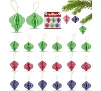 SRV Hub 18PCs Honeycomb Paper Ornaments - Pastel Christmas Baubles, Pink, Green, Purple Reusable Hanging Decorations, Flower Balls for Xmas Tree Decorations