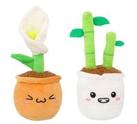 SRV Hub 2 Pack Lucky Cactus & Lily Flower Plush Toys, Cute Plant Plush Set, Soft Stuffed Flower & Cactus Gifts for Children