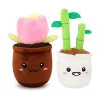 SRV Hub 2 Pack Tulip Flower & Lucky Cactus Plush Toys, Soft Stuffed Plant Plushies, Cute Potted Plush Gift Set for Kids Ages 3+