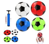 SRV Hub 23cm Inflatable Soccer Ball Bundle with Pump, 4 Pack Kids Footballs with Hand Pump, Lightweight PVC Football Toy Set for Indoor Outdoor Games, Pool Parties, Garden Play & Summer Activities