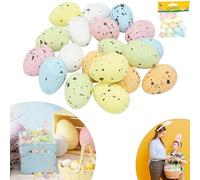 SRV Hub 24PCs Easter Medium Eggs, Graffiti Speckled Eggs, Artificial Bird Eggs Decorative for Easter Tree Decorations Basket Filler Ornaments, Mini Fake Eggs 3.8cm