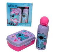 SRV Hub 2Pcs Disney Stitch Lunch Box and Aluminium Water Bottle Set for Kids, 500ml Aluminium Water Bottle and Reusable Lunch Container, Back to School Travel Picnic Set for Boys and Girls