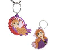SRV Hub 2PCs Frozen Anna Keyrings, 2D Rubber Anna Face Key Chains, Disney Keychains Stocking Stuffers for Kids, School Bags, Bike Key Rings