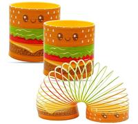 SRV Hub 2PCS Hamburger Magic Spring Toy for Kids, Stretchy Walking Spring Fidget Toy, Sensory Plastic Slinky for Party Bags, Classroom Rewards, Stress Relief Toy for Boys Girls 3+