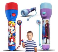SRV Hub 2PCs LED Big Torches for Kids - Super Bright Flashlight Toys - Frozen & Paw Patrol - Night Light Gifts for Christmas & Birthdays - 16cm - Age 3+