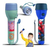 SRV Hub 2Pcs LED Big Torches, Spiderman and Peppa Pig Handheld Torch for Children, 16cm Non-Slip Flashlights Useable for Camping, Xmas, Fishing, Plastic Toy for Kids 3+ Years | Luminous Range: 3.5m