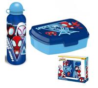 SRV Hub 2Pcs Marvel Spidey Lunch Box & Water Bottle Set - 500ml BPA-Free Kids Sports Bottle & Sandwich Lunchbox for School, Travel & Picnic - Boys Lunch Set Christmas Gifts 3+ Years
