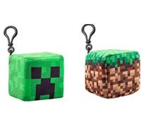 SRV Hub 2PCS Minecraft Earth & Creeper Plush Cube Clip-On Keychains - 8cm Soft Minecraft Plush Toys | Backpack Clips Collectible Gamer Gift for Kids & Fans