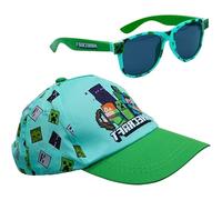 SRV Hub 2Pcs Minecraft Printed Cap and Sunglasses Set, Adjustable Strap Cotton Kids Baseball Cap, Summer Accessories 100% UV Protection Medium Tinted Polarised Sunglasses Kids 3+ Years