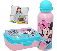 SRV Hub 2Pcs Minnie Mouse Kids Childrens Lunch Box Set | Leak Proof Lunchbox with 500ml Water Bottle | School Travel Lunch Food Set, BPA Free Camping, Summer Kids Sports Outdoor Indoor Gift Set