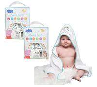 SRV Hub 2Pcs Peppa Pig Poncho Baby Bath Towel with Hood Ultra Soft Cotton Hooded Towel, Safe Soft Apron for Babies Bathtime 6+M, Travel, Summer Beach, Highly Absorbent Bathroom Towel 75 x 75 cm