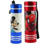 SRV Hub 2X Aluminium LED Torches, Super Bright Flashlight for Kids, 9 LED Torch Night Light with Lanyard, Including 3 AAA Small Hand Torch 8.7cm, Outdoor Emergency, Christmas Gifts 3+ Years