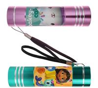 SRV Hub 2X Kids Torch Gabby’s Dollhouse | Bright 9 LED Mini Flashlight with Wrist Strap | Waterproof Aluminium Torch for Camping, Travel & School | Xmas Gift Idea