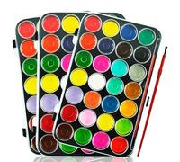 SRV Hub 3 Pack Water Colour Paints Sets Kids, Each Pack of 28 Assorted Vibrant Colors with an Artist Brush, Portable Kids Watercolour Paint Set, Plastic Carry Case Watercolours Paint Sets for Kids