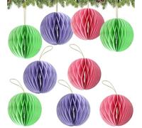 SRV Hub 30PCs 30PCs Premium Reusable Paper Christmas Decorations - Paper Tree Decorations with Magnetic Clasps, Honeycomb Baubles Pink Green Purple, Hanging Xmas Decor for Home or Office