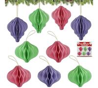 SRV Hub 30PCs Honeycomb Paper Ornaments - Pastel Christmas Baubles, Pink, Green, Purple Reusable Hanging Decorations, Flower Balls for Xmas Tree Decorations
