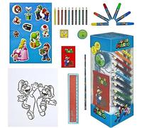 SRV Hub 35 Pieces Kids Super Mario Art Set with Colouring Pencils, Felt Tip Pens, Notepad and Accessories, Ideal Collection for Drawing, Sketching, Crafts, Gifts for Boys 3+Years