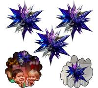 SRV Hub 3PC Christmas Ceiling Decorations - Festive Foil Garland & Starburst Hanging Tinsel in Purple, Silver & Blue for Indoor Xmas & New Year Decor