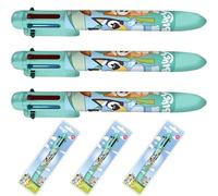 SRV Hub 3Pcs Bluey 6-in-1 Retractable Multicolor Ballpoint Pen - 0.5 mm Fine Tip, Smooth Fade-Resistant Ink - Fun Kids Writing Pen for School, Arts & Crafts