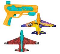 SRV Hub 3Pcs Foam Airplane Launcher Toy with Catapult Orange Gun - Glider Planes - Hand Throw & Shoot Flying Toy for Kids - Outdoor & Indoor Plane Games for Boys & Girls Age 3-12