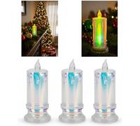 SRV Hub 3pk Iridescent LED Pillar Candle Light 11cm - Flameless Flickering, Battery Operated Snow White Iridescent Candle for Xmas Indoor Home Decor Accent